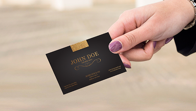 16PT Suede Business Cards with Raised Foil 1