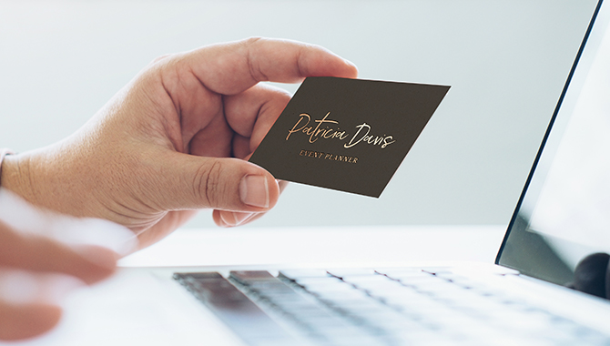 16PT Suede Business Cards with Raised Foil